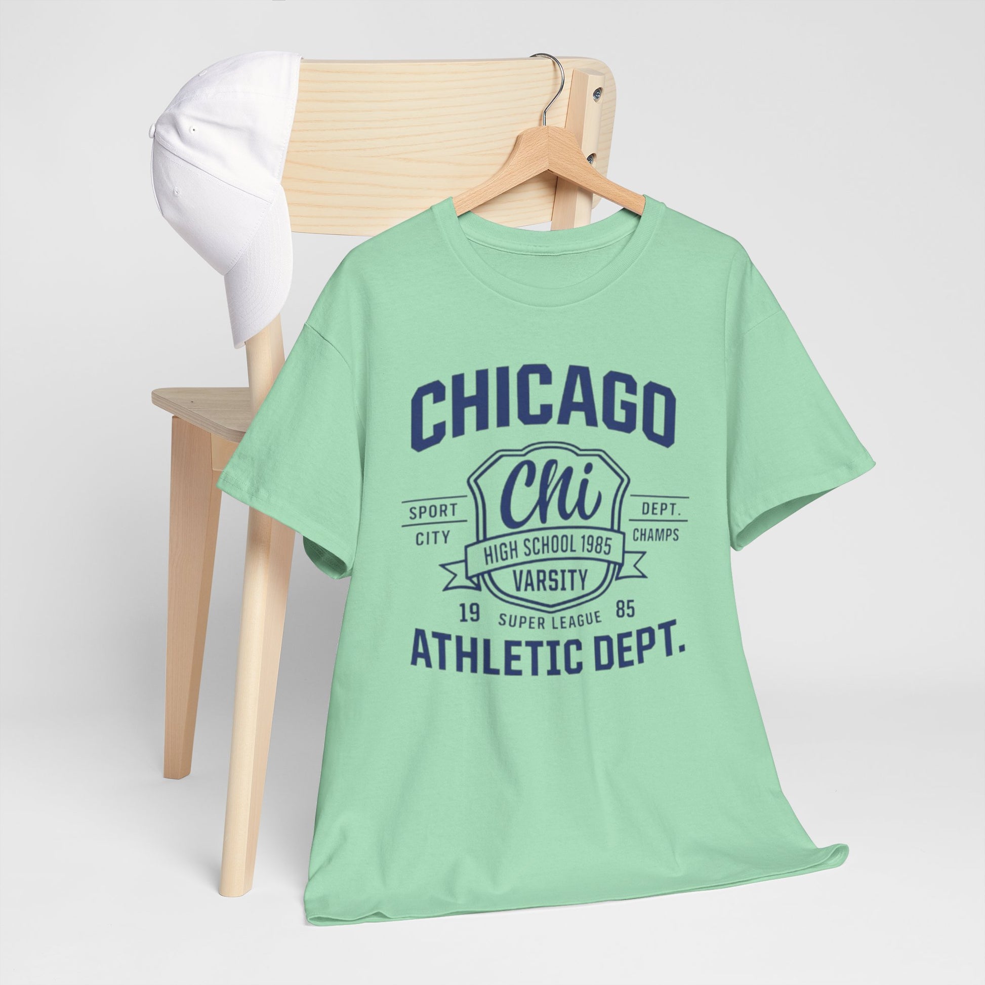 Gray Chicago Athletic Dept. Tee — Varsity Chi Vintage Sports T‑Shirt