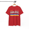 San Jose Retro Stripes Tee — "San Jose" California Est. 1777 Graphic T-Shirt – game day outfit, breathable comfort wear, image 1.0