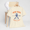Antique White New York Baseball League Tee — Vintage 1962 Batter Graphic Shirt