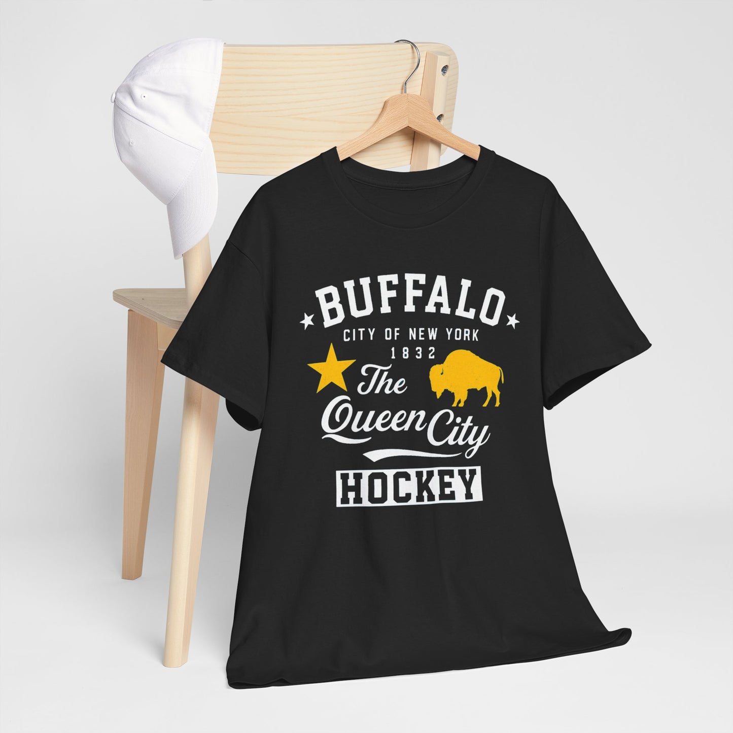 Buffalo City T‑Shirt – Gold Star & Bison Graphic Tee