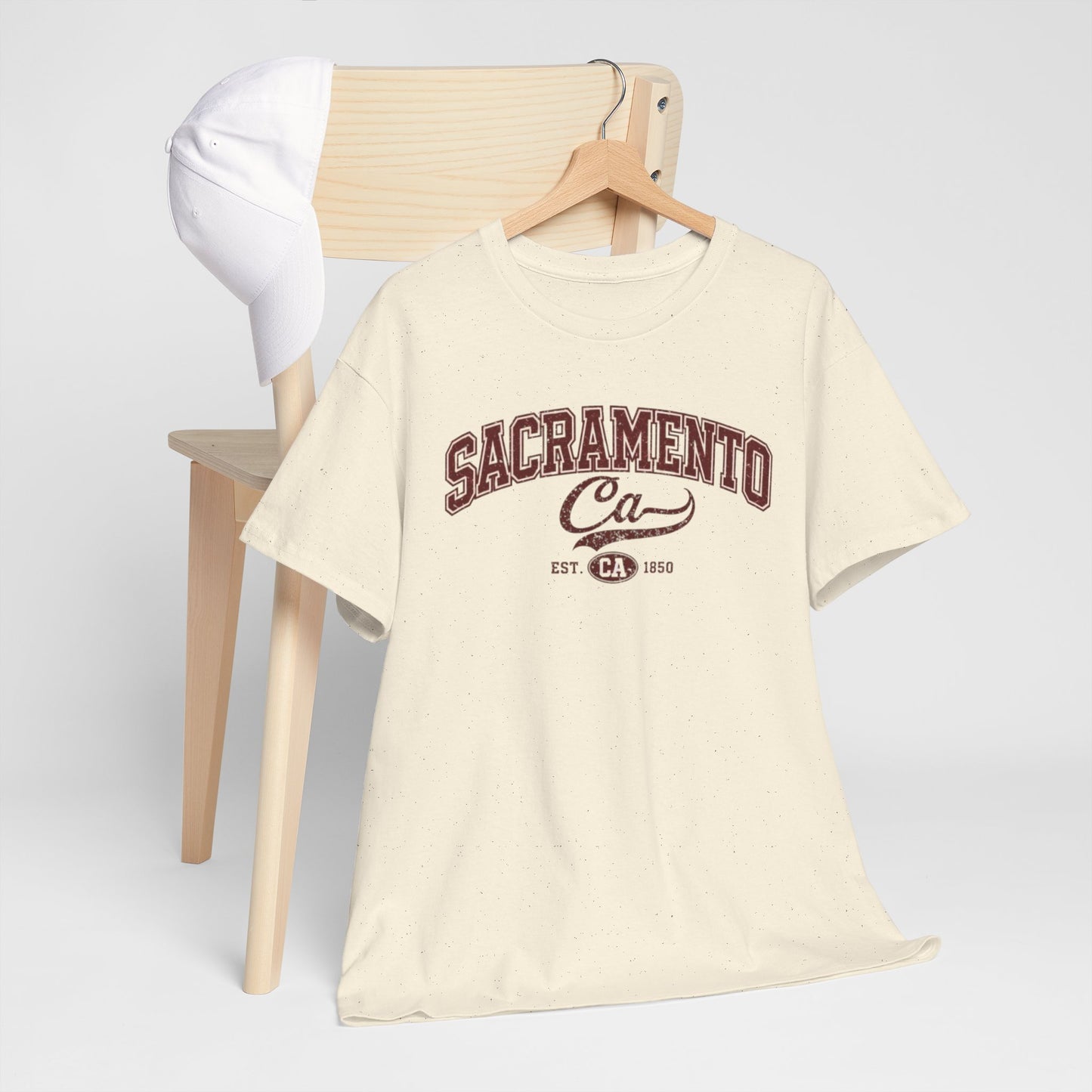 Antique White Sacramento CA Vintage College T-Shirt — Retro City Tee