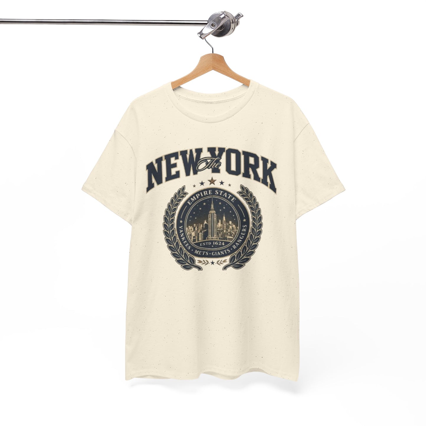 New York Vintage Crest Tee arched collegiate lettering t-shirt