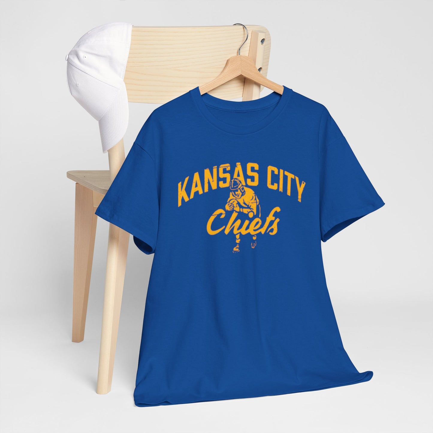 Dark Slate Blue Kansas City Chiefs Vintage Football Tee — Retro Script & Player Graphic
