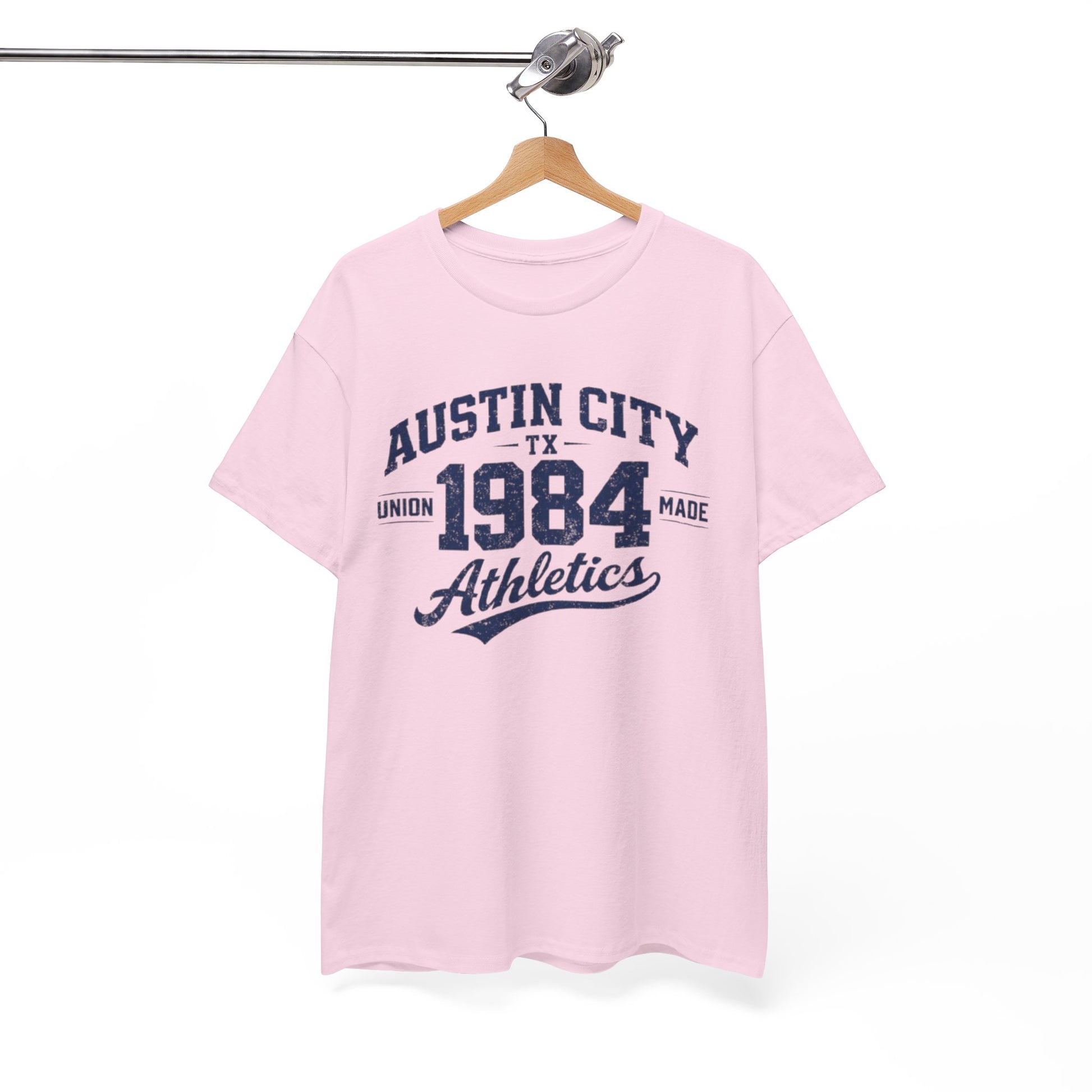 White Smoke Austin City 1984 Athletics Tee — Vintage Collegiate Graphic T-Shirt
