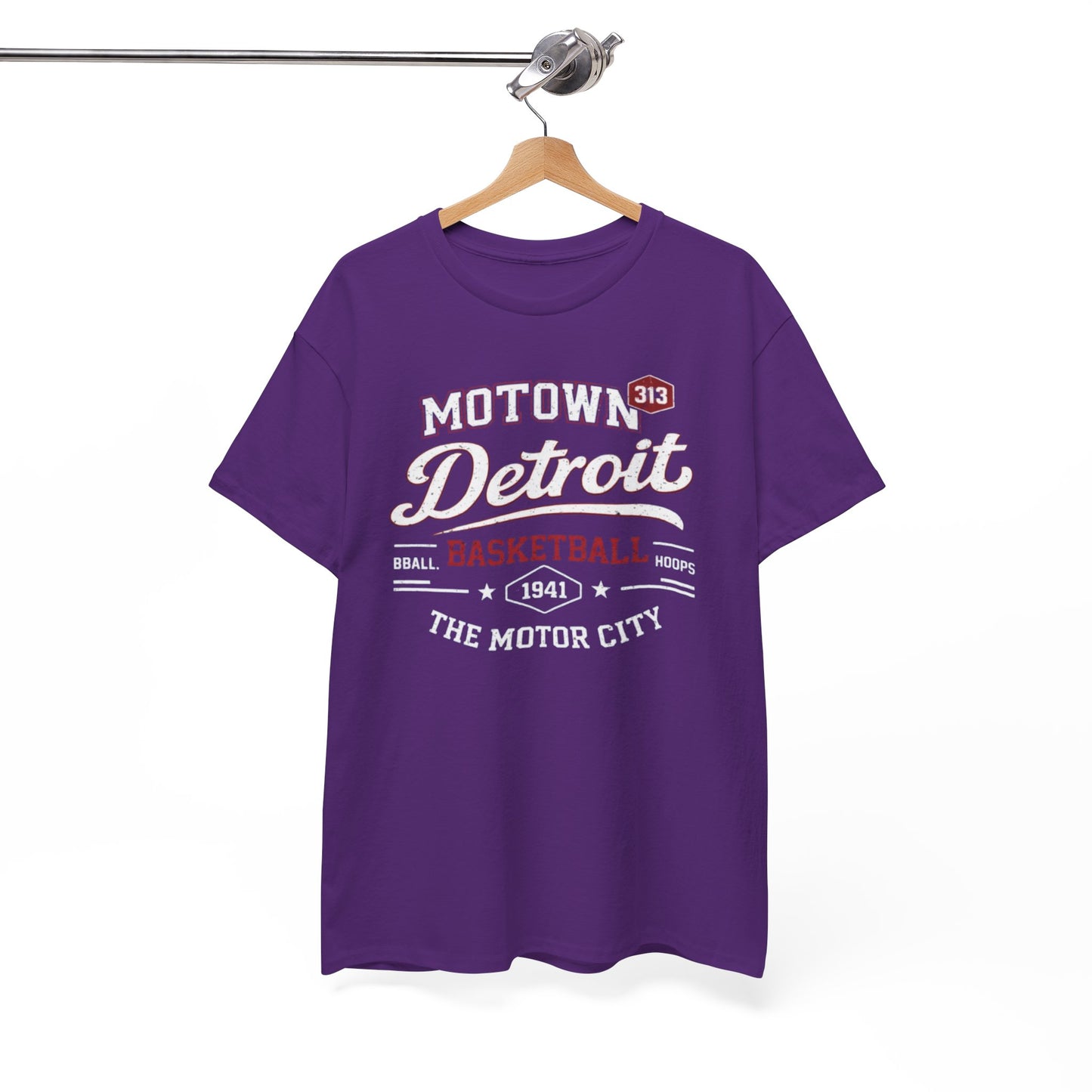 White Smoke Detroit Motown Basketball T-Shirt — The Motor City 1941 Vintage Tee