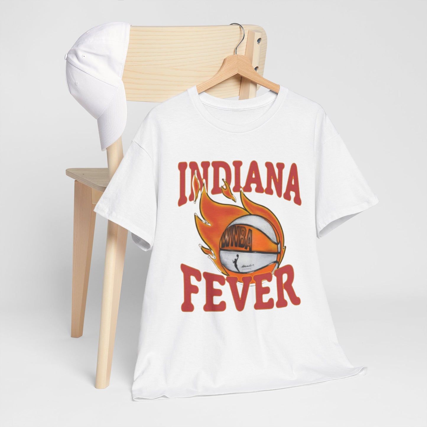 Lavender Indiana Fever Basketball Tee — Retro Flaming Ball Design