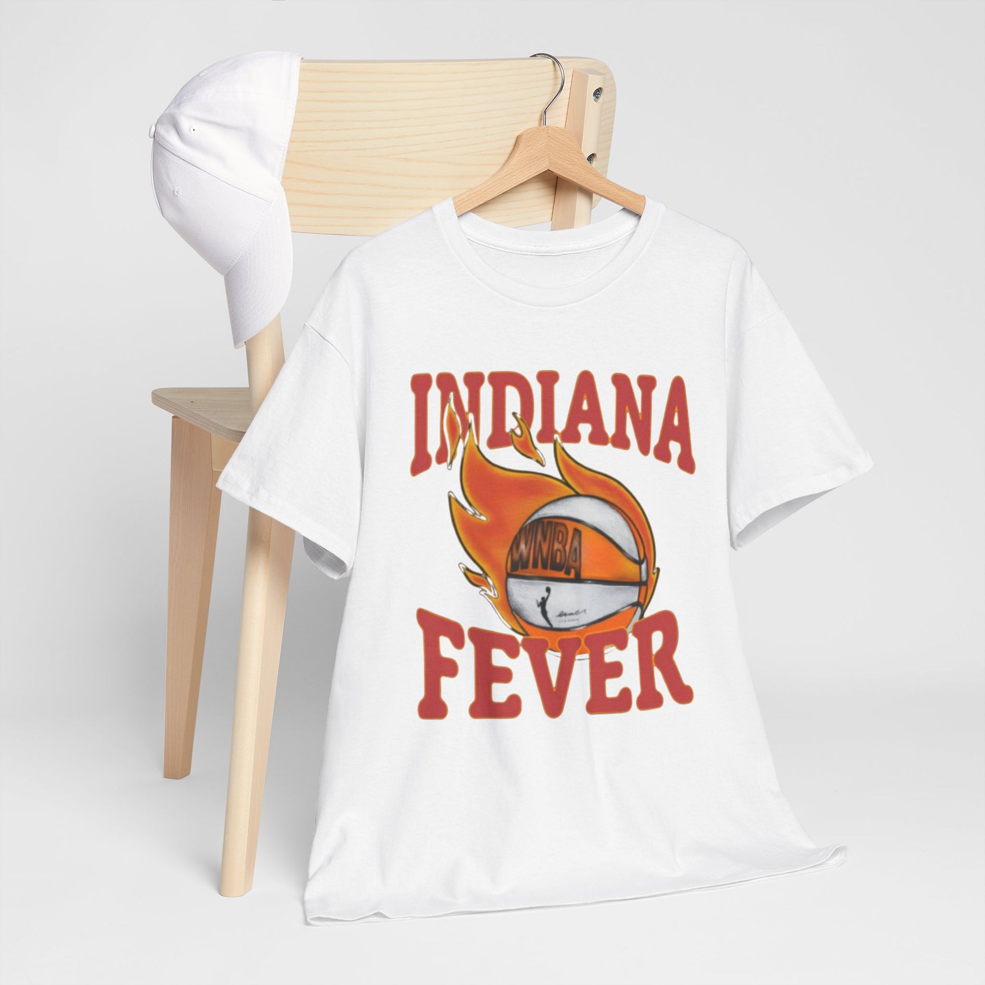 Lavender Indiana Fever Basketball Tee — Retro Flaming Ball Design
