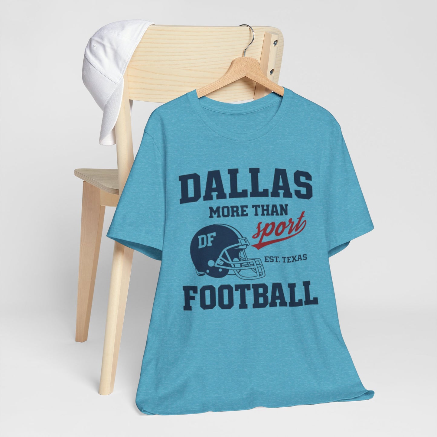 Cadet Blue Dallas Football Tee — "Dallas More Than Sport" Vintage Helmet T‑Shirt