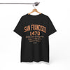 White Smoke San Francisco 1470 Basketball T-Shirt – California Golden State City Streetwear Tee