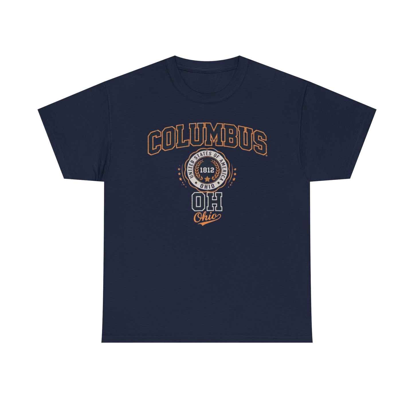Dark Slate Gray Columbus Ohio Seal T-Shirt — Retro City Skyline Tee