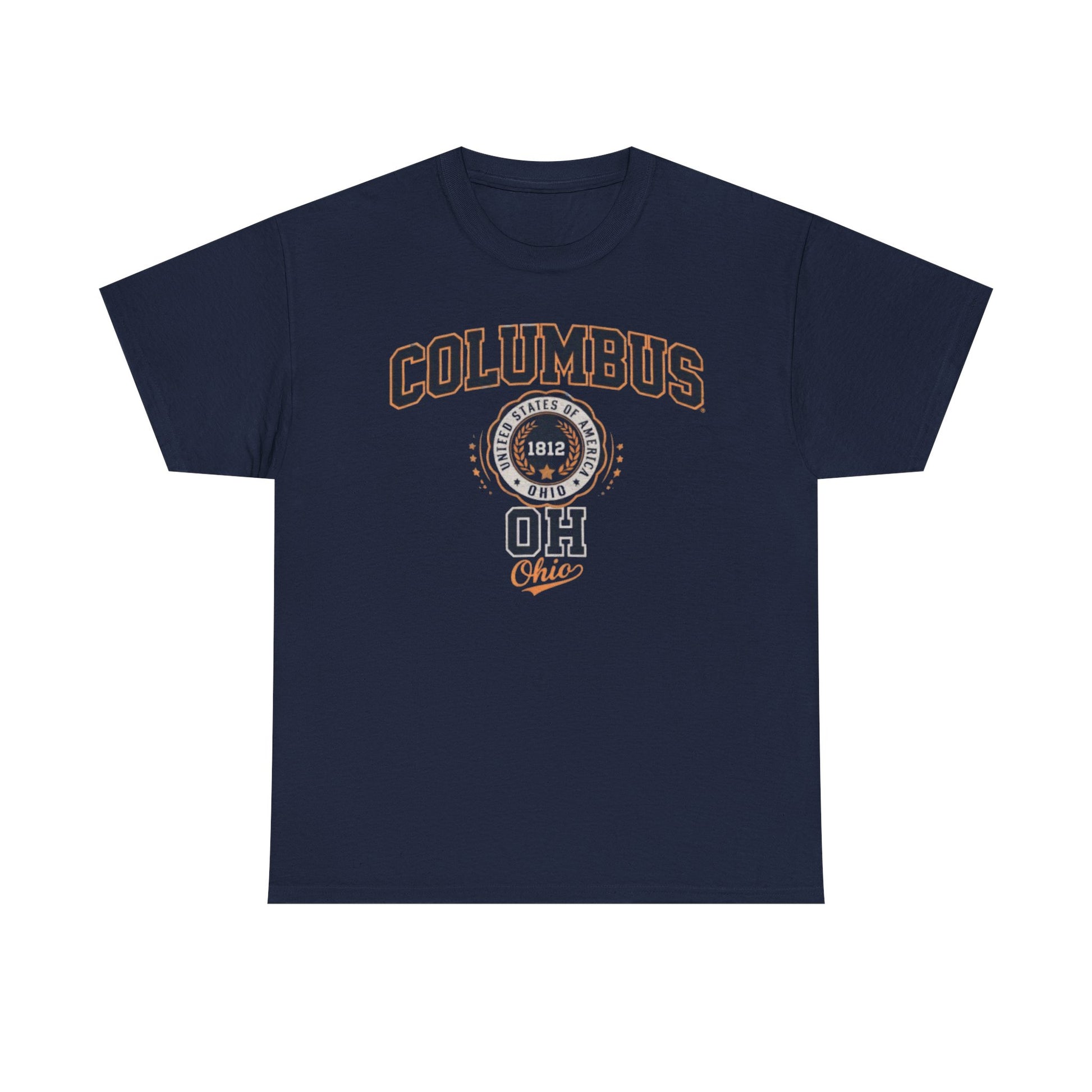 Dark Slate Gray Columbus Ohio Seal T-Shirt — Retro City Skyline Tee