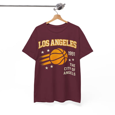 White Smoke Los Angeles Basketball Tee – "The City of Angels" 1991 Vintage Basketball Shirt