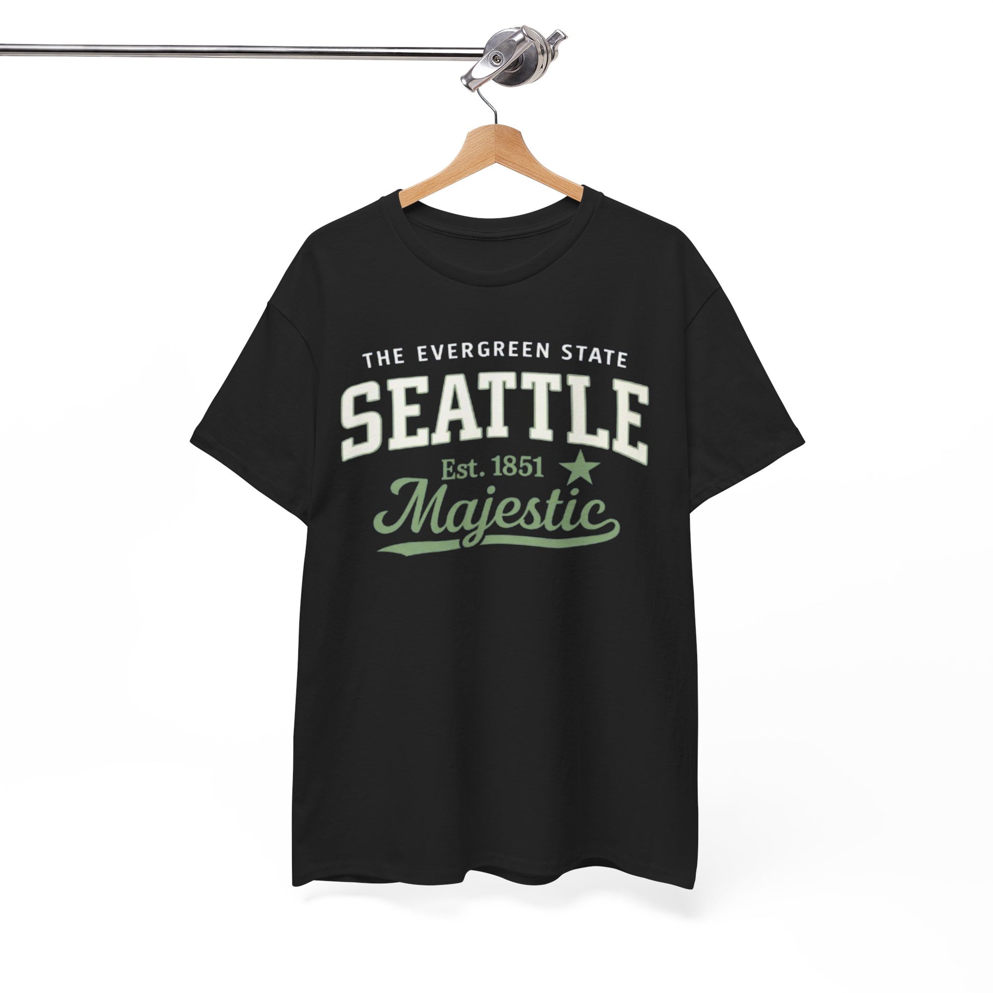 White Smoke Seattle Majestic Tee — The Evergreen State Est. 1851 Graphic T-Shirt