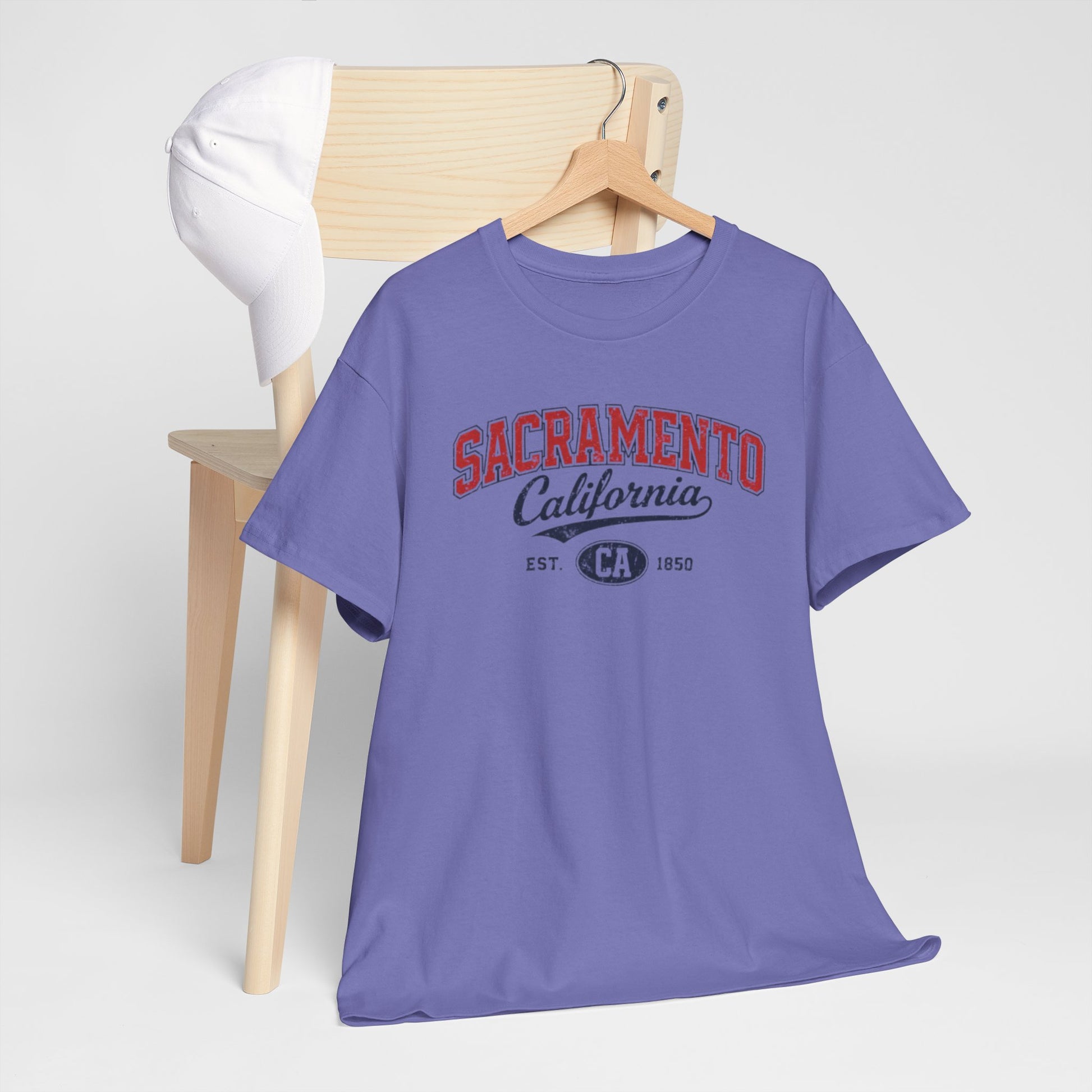 Light Slate Gray Sacramento California Vintage Tee — Retro City College Shirt