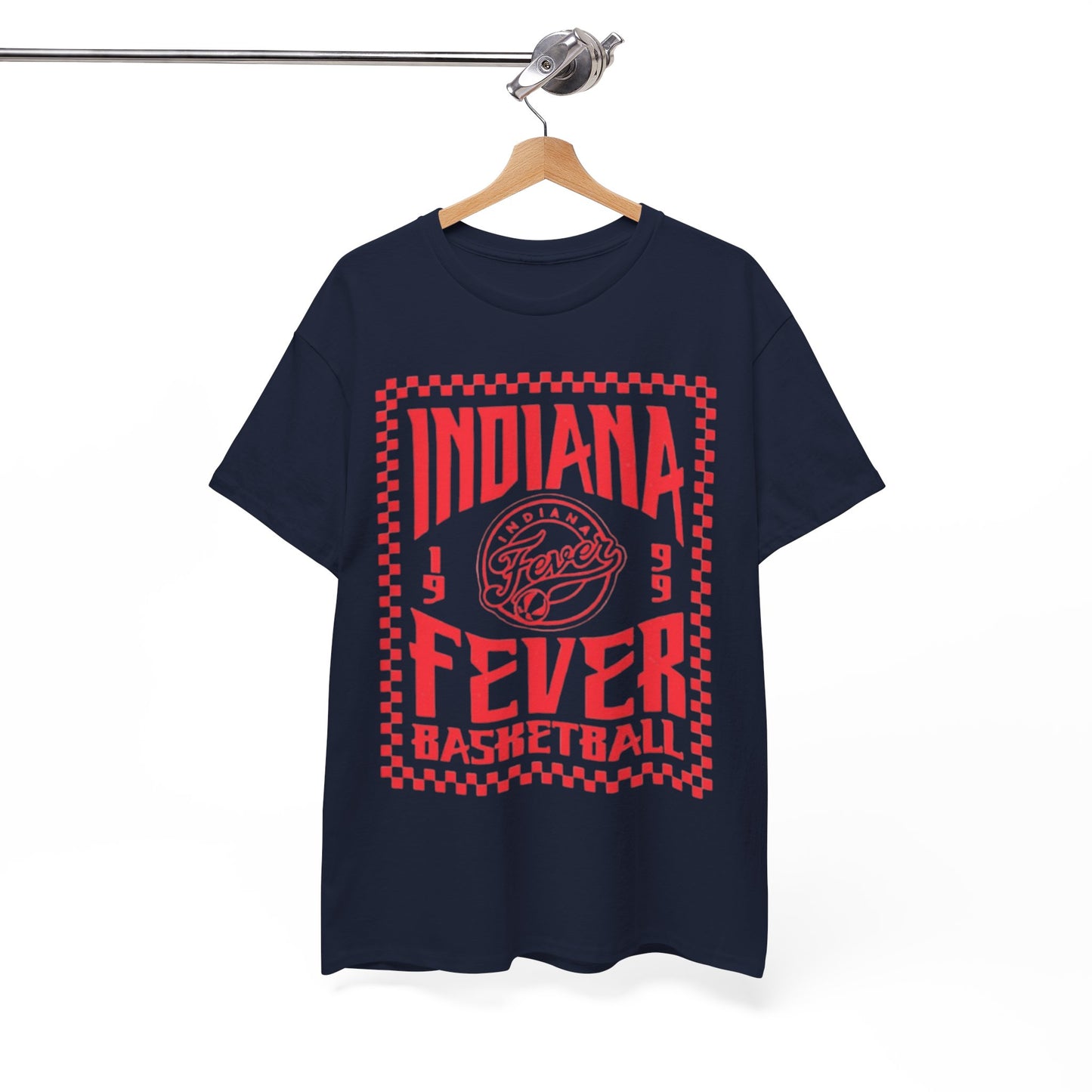 White Smoke Indiana Fever Basketball Tee — Retro Red Checkerboard Team Shirt