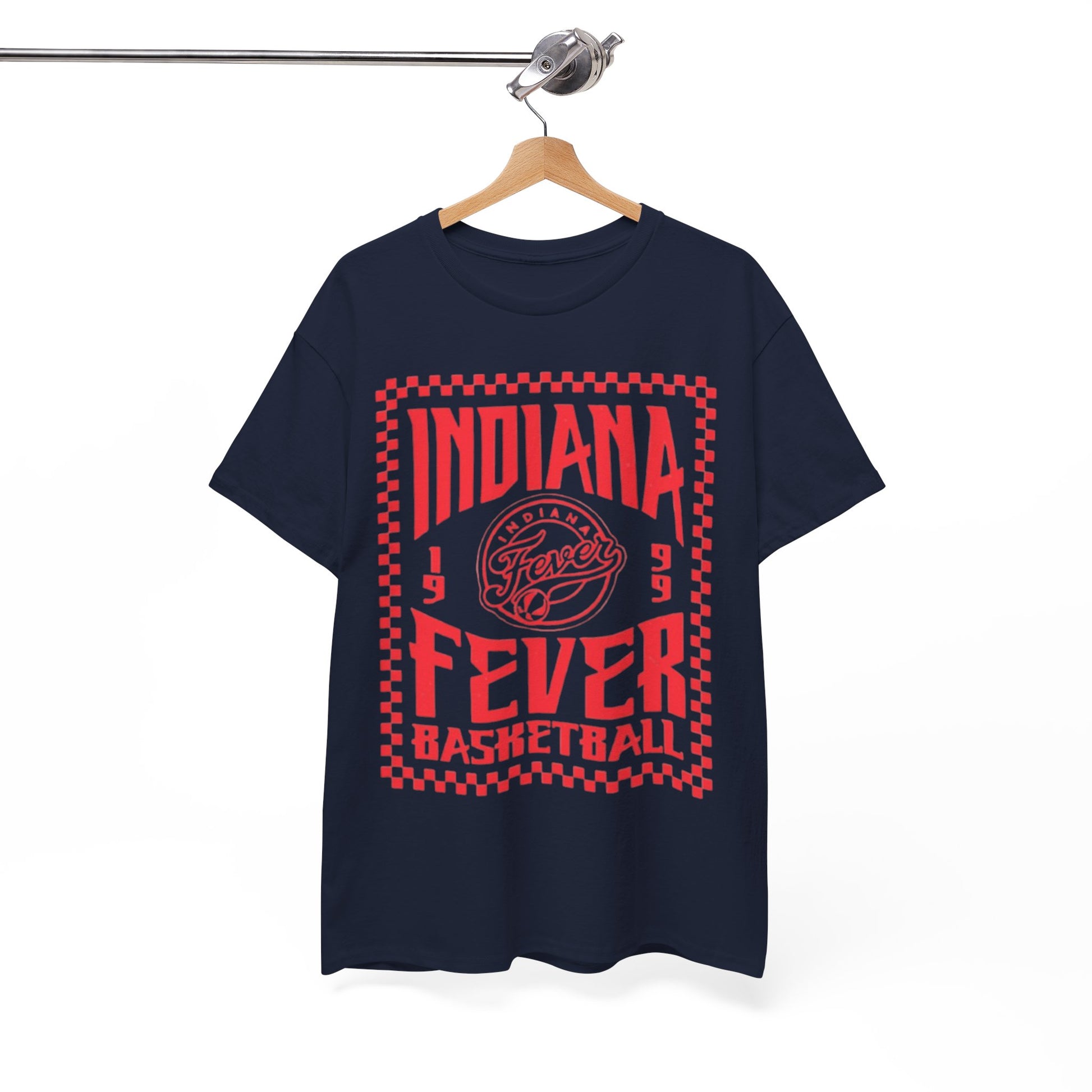 White Smoke Indiana Fever Basketball Tee — Retro Red Checkerboard Team Shirt