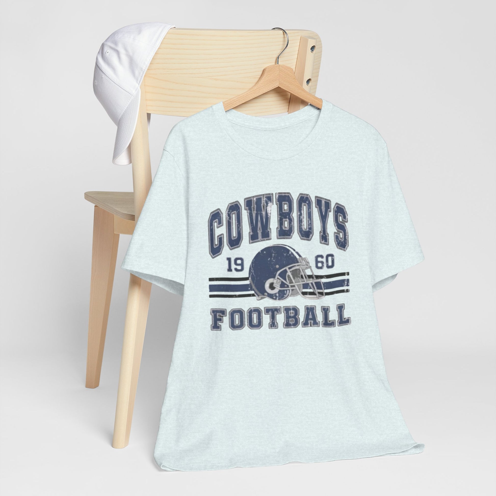 Lavender Cowboys Football Tee — Retro 1960 Helmet Short Sleeve Shirt