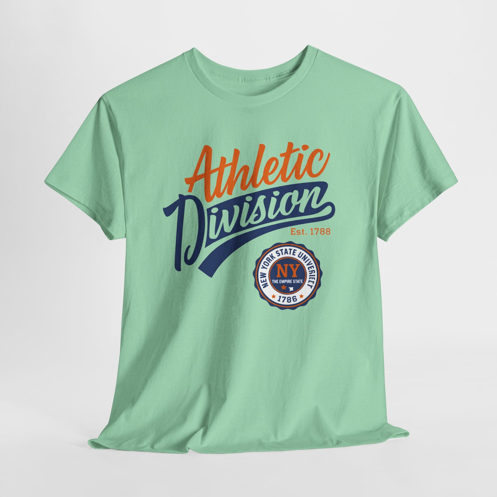Dark Sea Green Athletic Division NY Vintage Graphic Tee collegiate style t-shirt