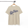White Smoke Las Vegas Vintage Script T‑Shirt — Retro Casino Tee