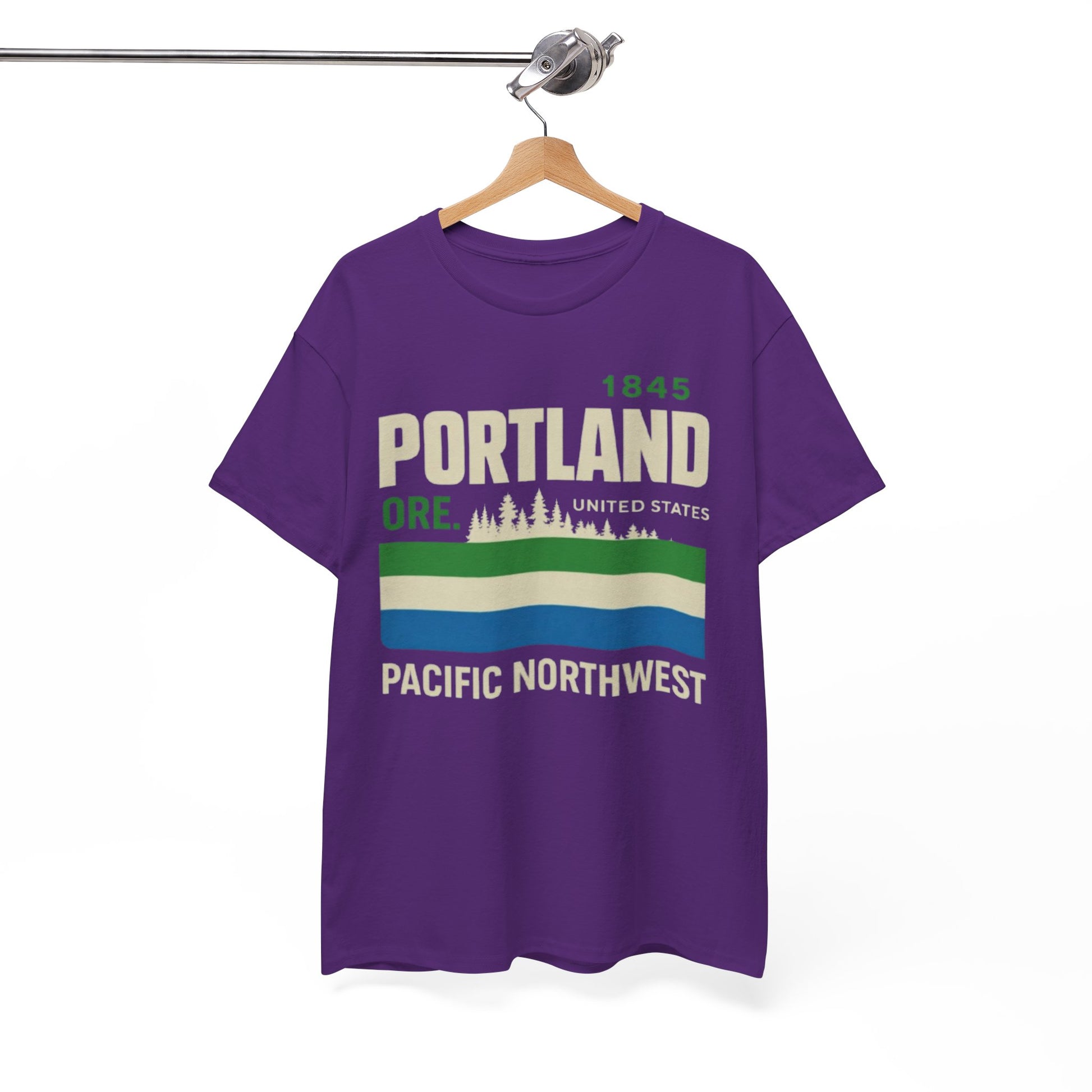 White Smoke Portland Pacific Northwest Tee — 1845 Oregon Retro Forest Graphic