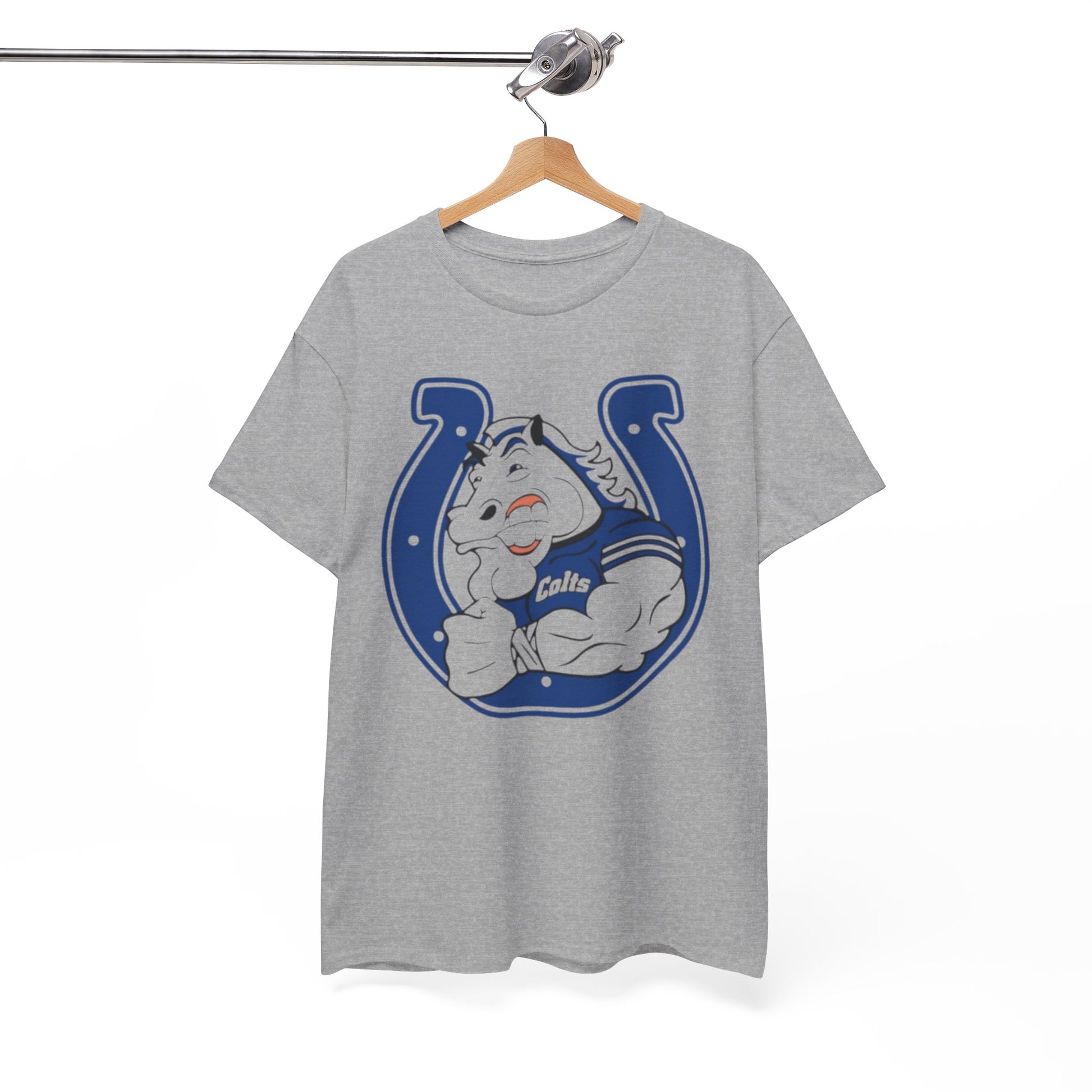 White Smoke Indianapolis Colts Horse Mascot Horseshoe T-Shirt