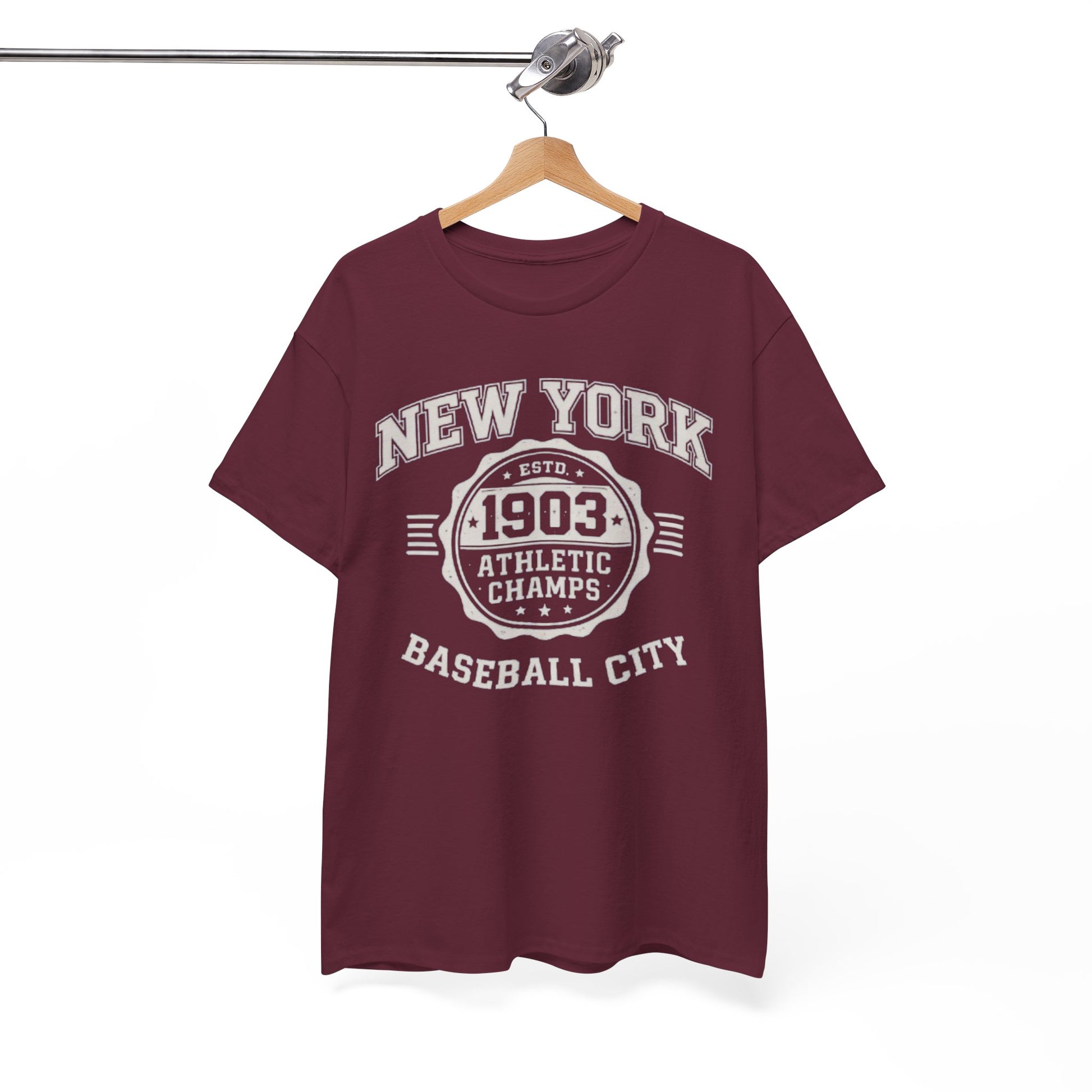 White Smoke New York Baseball T-Shirt – 1903 Athletic Champs Varsity Design Tee
