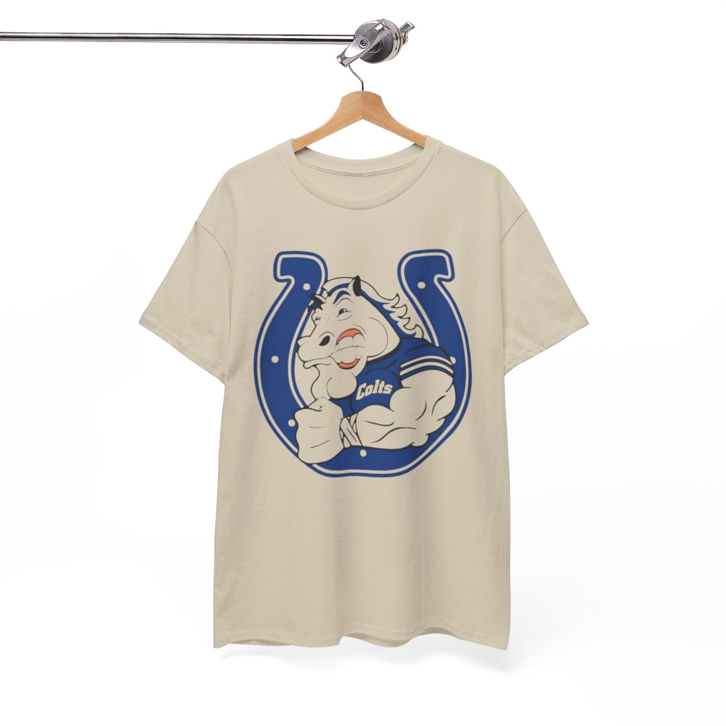 White Smoke Indianapolis Colts Horse Mascot Horseshoe T-Shirt