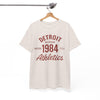 White Smoke Detroit 1984 Athletics T‑Shirt vintage athletic  retro sports tee casual streetwear  Michigan tee  college style