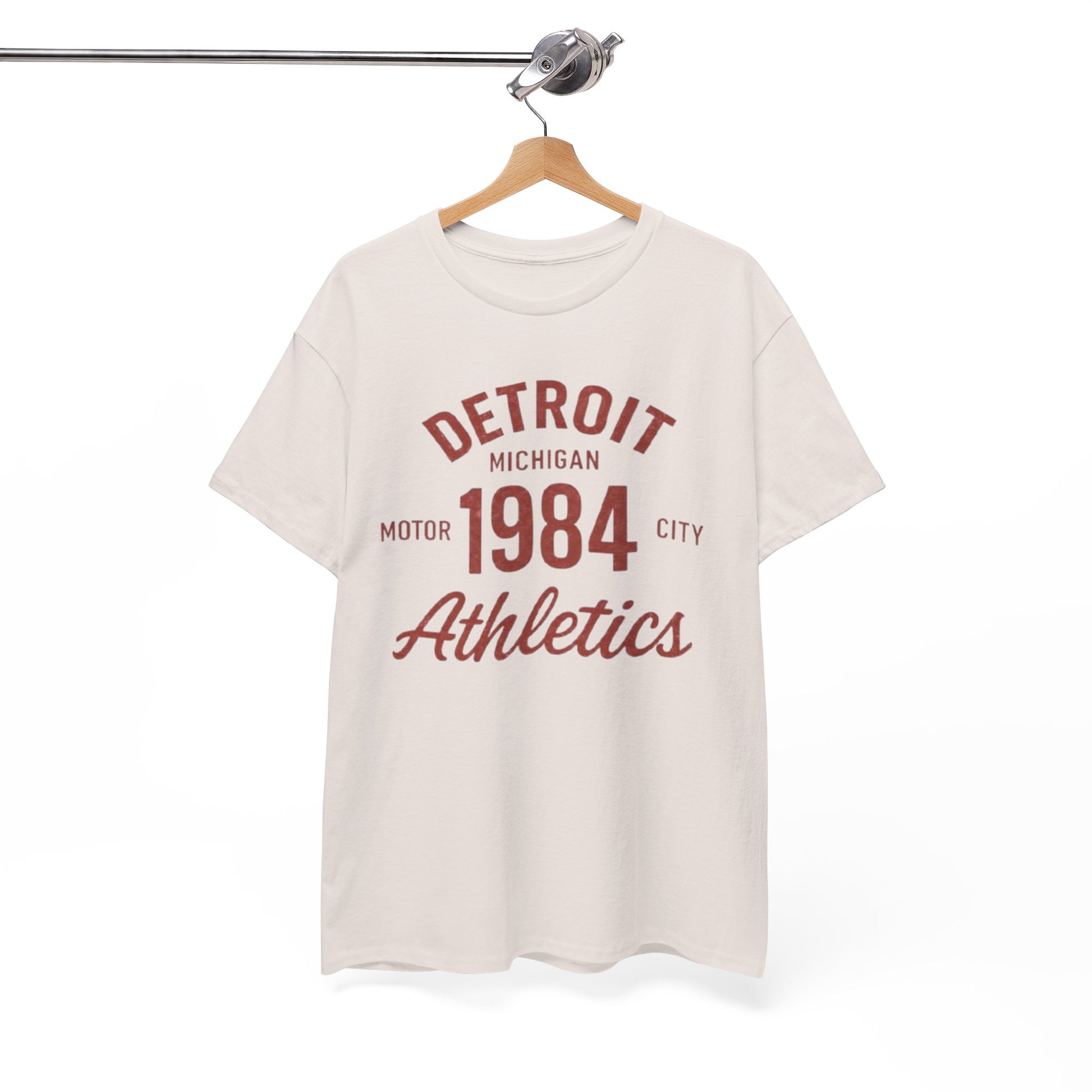 White Smoke Detroit 1984 Athletics T‑Shirt vintage athletic  retro sports tee casual streetwear  Michigan tee  college style