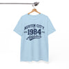 White Smoke Austin City 1984 Athletics Tee — Vintage Collegiate Graphic T-Shirt