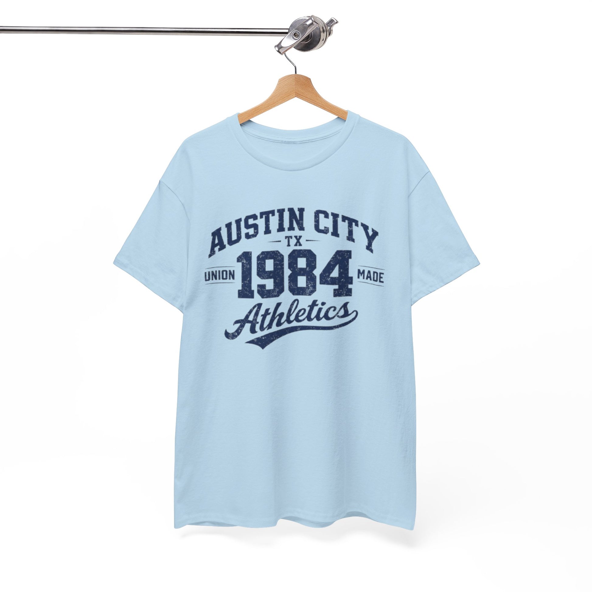 White Smoke Austin City 1984 Athletics Tee — Vintage Collegiate Graphic T-Shirt