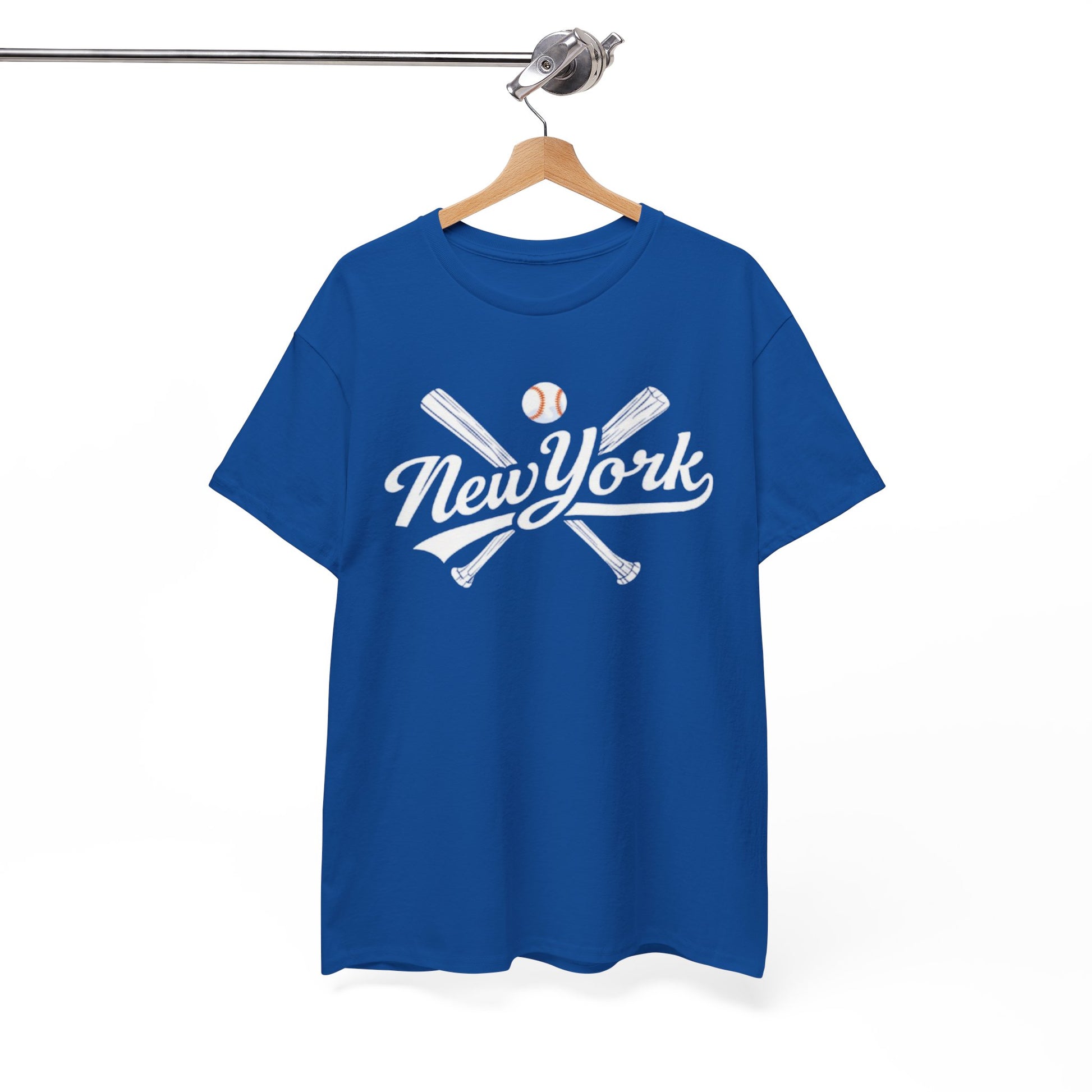New York Baseball Tee — Vintage Script & Crossed Bats T‑Shirt – casual fan outfit, game day outfit, image 1.0