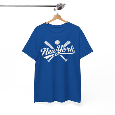 New York Baseball Tee — Vintage Script & Crossed Bats T‑Shirt – casual fan outfit, game day outfit, image 1.0