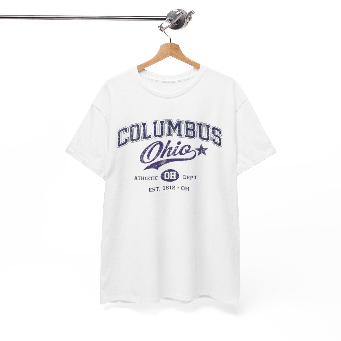 White Smoke Columbus Ohio Athletic Tee – Vintage Collegiate Graphic T-Shirt