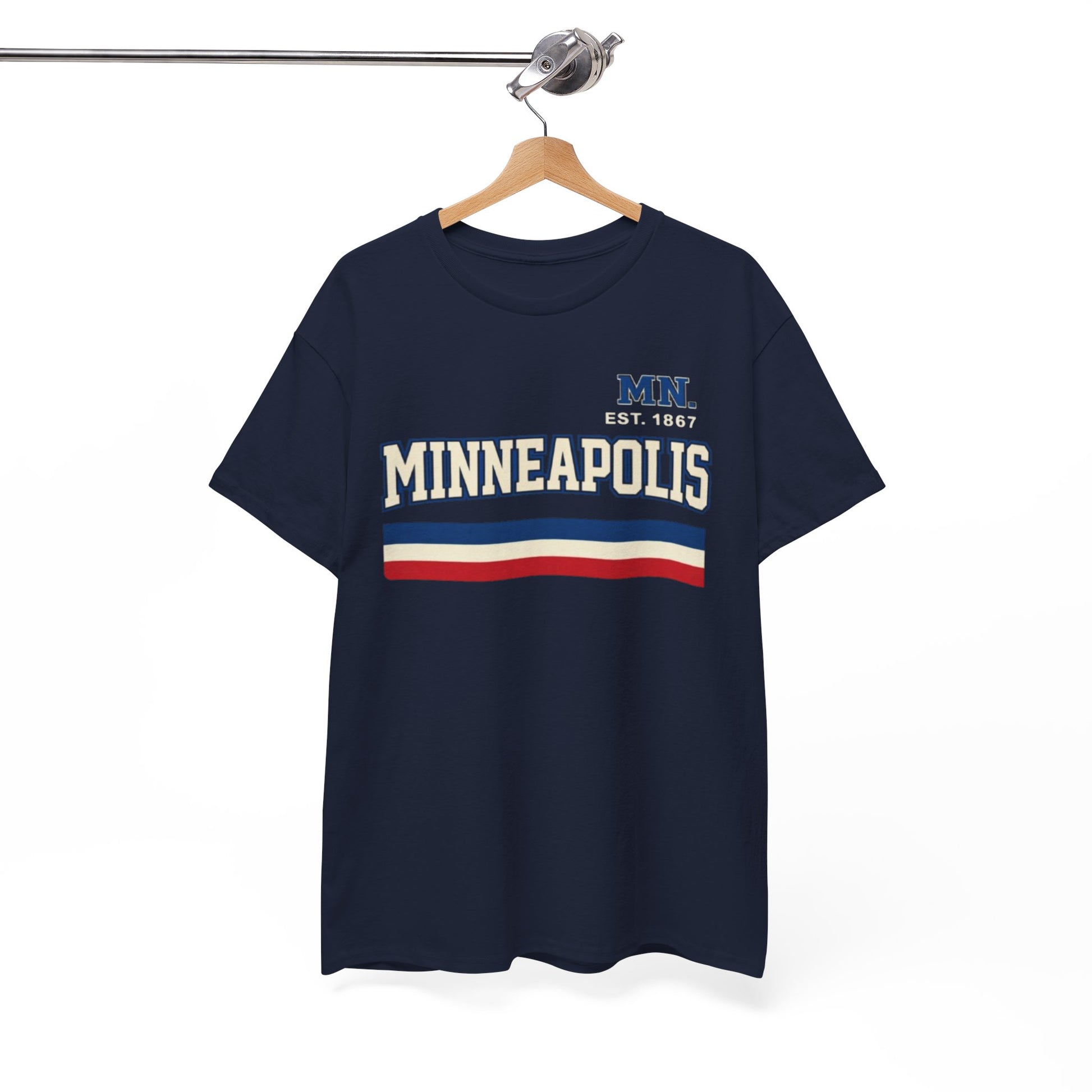 Minneapolis Vintage Stripe Tee — Established 1867 City Shirt – casual fan outfit, breathable comfort wear, image 1.0
