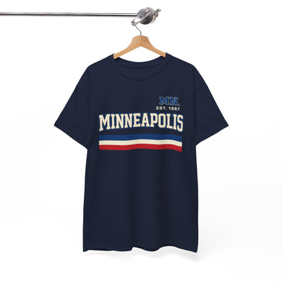Minneapolis Vintage Stripe Tee — Established 1867 City Shirt – casual fan outfit, breathable comfort wear, image 1.0