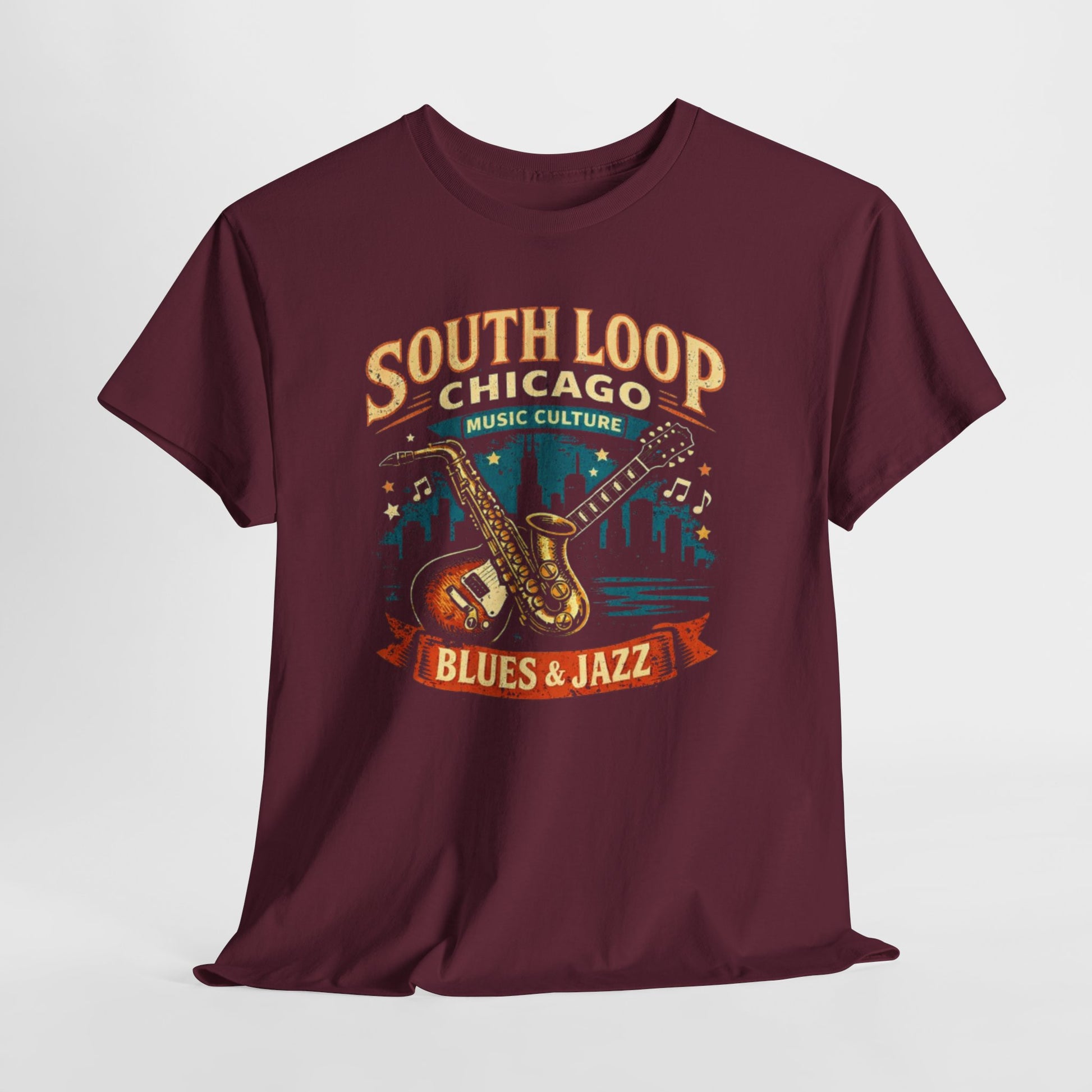 Dark Slate Gray South Loop Chicago Blues and Jazz T-Shirt – Vintage Music Culture Streetwear Tee