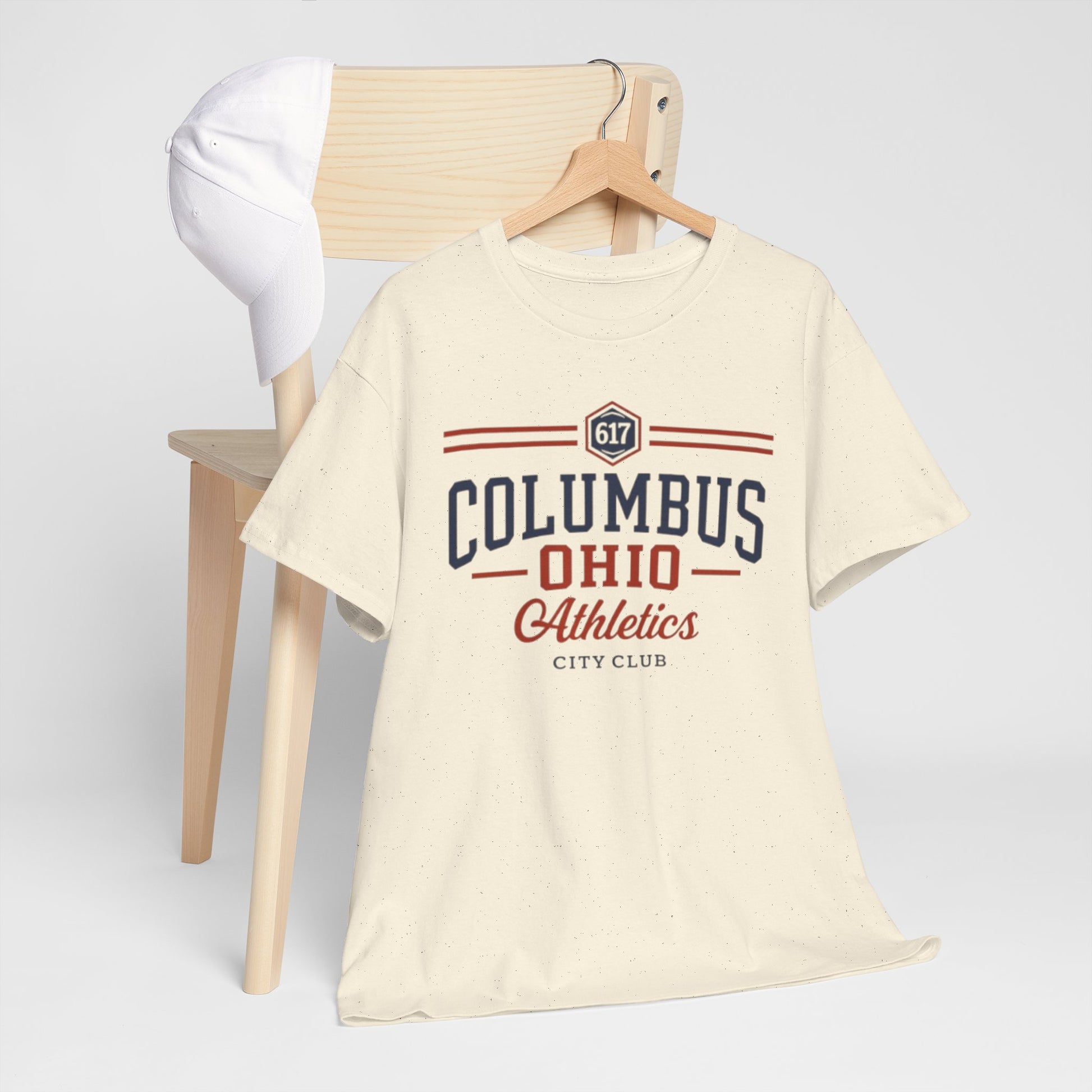 Antique White Columbus Ohio Athletics Tee — City Club Vintage Sports T-Shirt