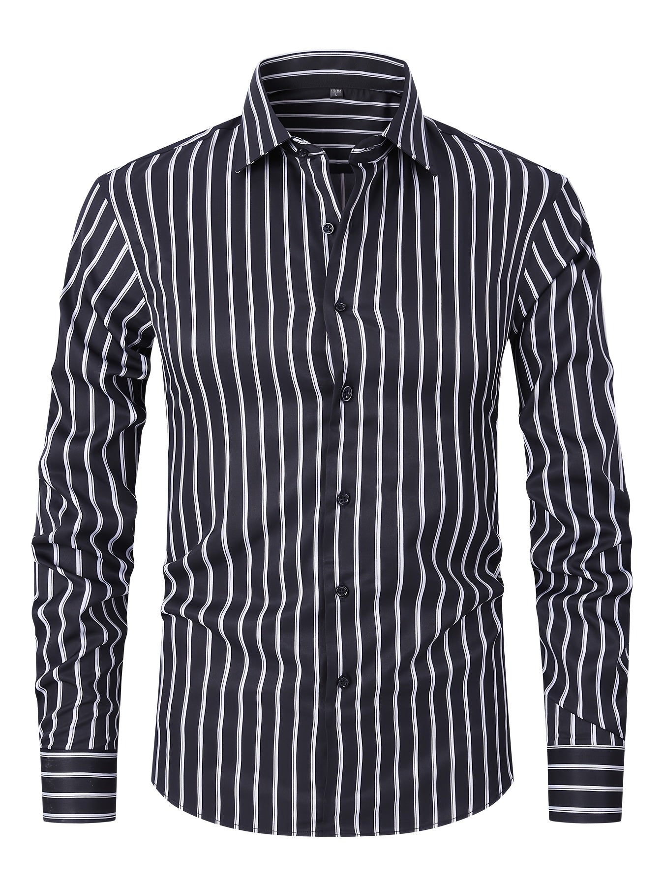 A Men'S Casual Light Business Striped Long-Sleeve Shirt - Tailored Fit with Wrinkle-Resistant Fabric, Suitable for All Seasons - Perfect for Business Commuting, Casual Gatherings, And Dates - Can Be Given As a Gift