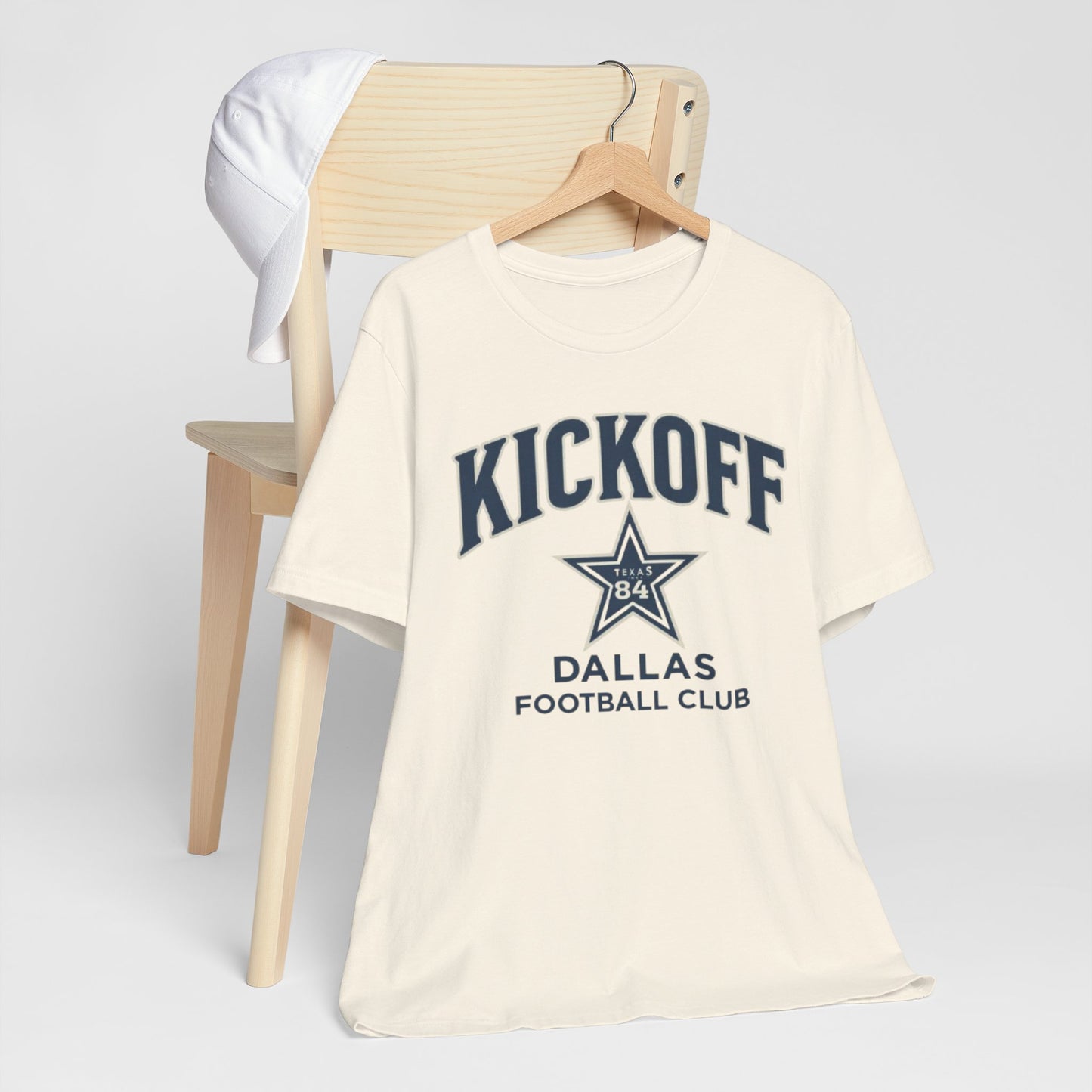 Antique White Kickoff Dallas Football Club Tee — Vintage Star Game Day Shirt