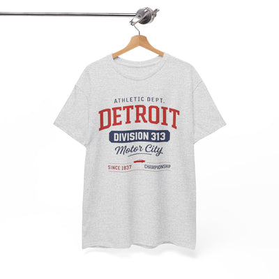 Detroit Division 313 Motor City T-Shirt Vintage varsity College style Casual tee  Retro design – sportswear style, football shirt, image 1.0