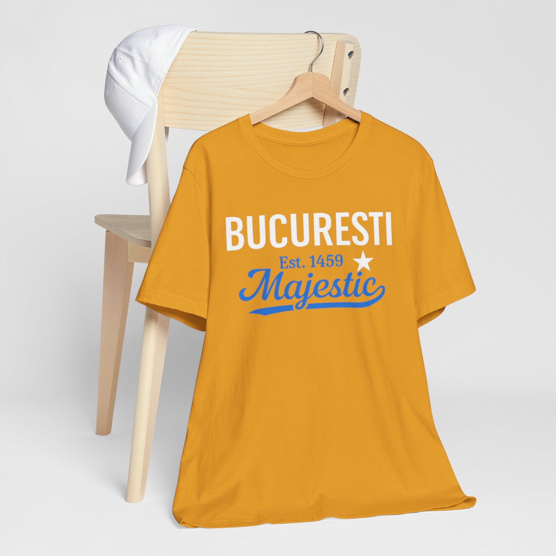 Goldenrod Tricou Bucuresti Majestic — Tricou Vintage Romanian City (Est. 1459)