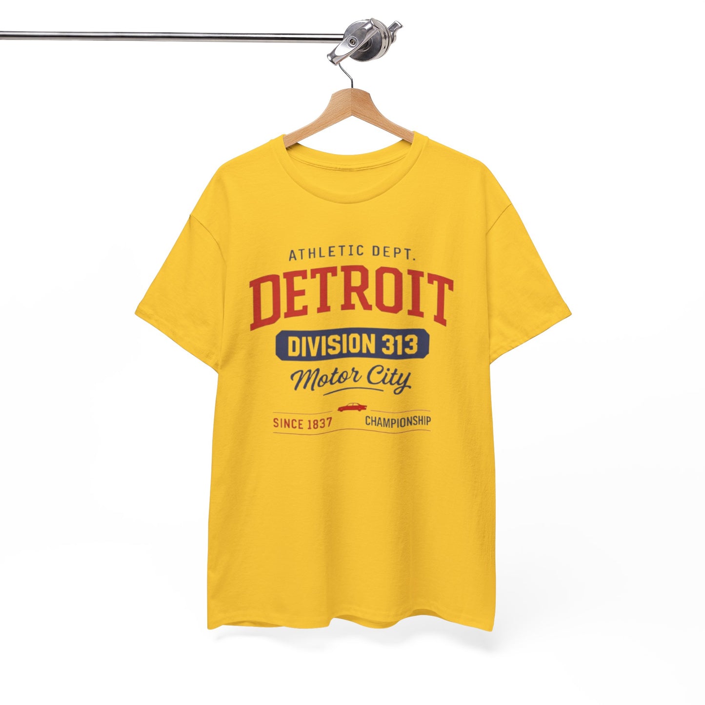 Detroit Division 313 Motor City T-Shirt Vintage varsity College style Casual tee  Retro design