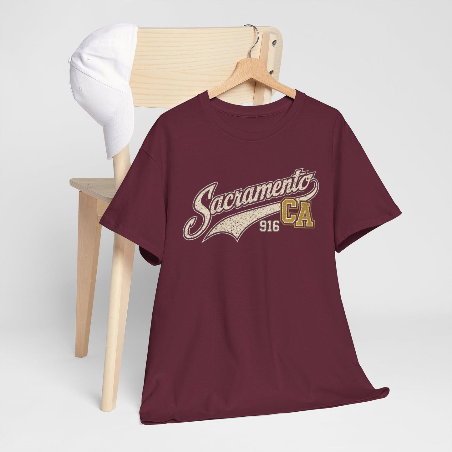 Dark Slate Gray Sacramento CA Vintage Script T‑Shirt — 916 Retro City Tee