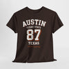 Dark Slate Gray Austin Texas State 87 Graphic T-Shirt – Vintage Varsity City Streetwear Tee
