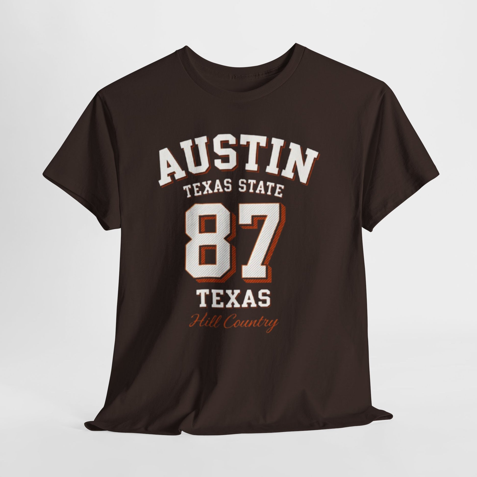 Dark Slate Gray Austin Texas State 87 Graphic T-Shirt – Vintage Varsity City Streetwear Tee