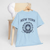 Light Blue New York baseball shirt  city vintage tee  college style sports top retro t shirt