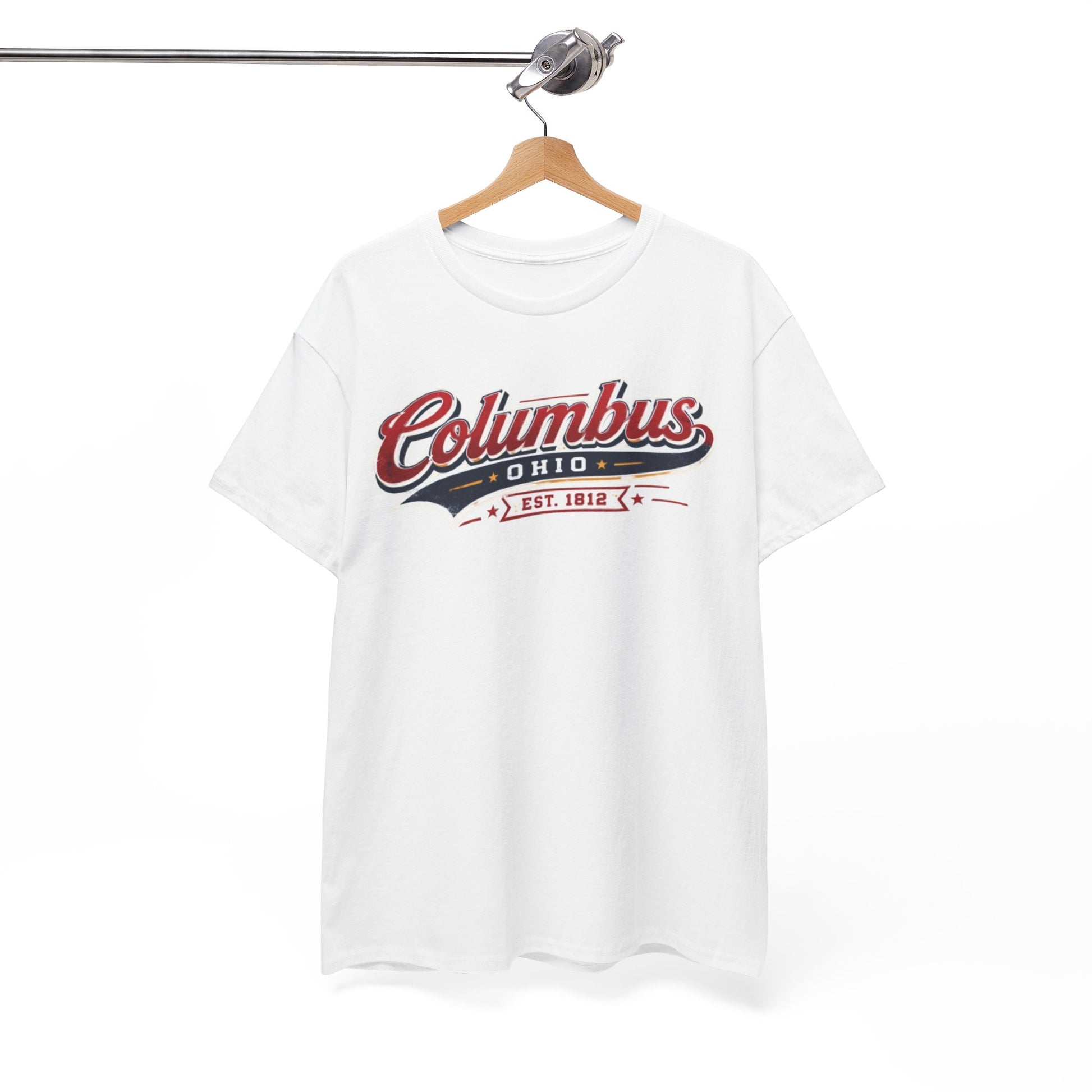 White Smoke Columbus Ohio Vintage Script Tee — Established 1812 City  T-Shirt