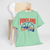 Gray Portland Basketball T-Shirt — "Portland Oregon" Retro Hoop Tee