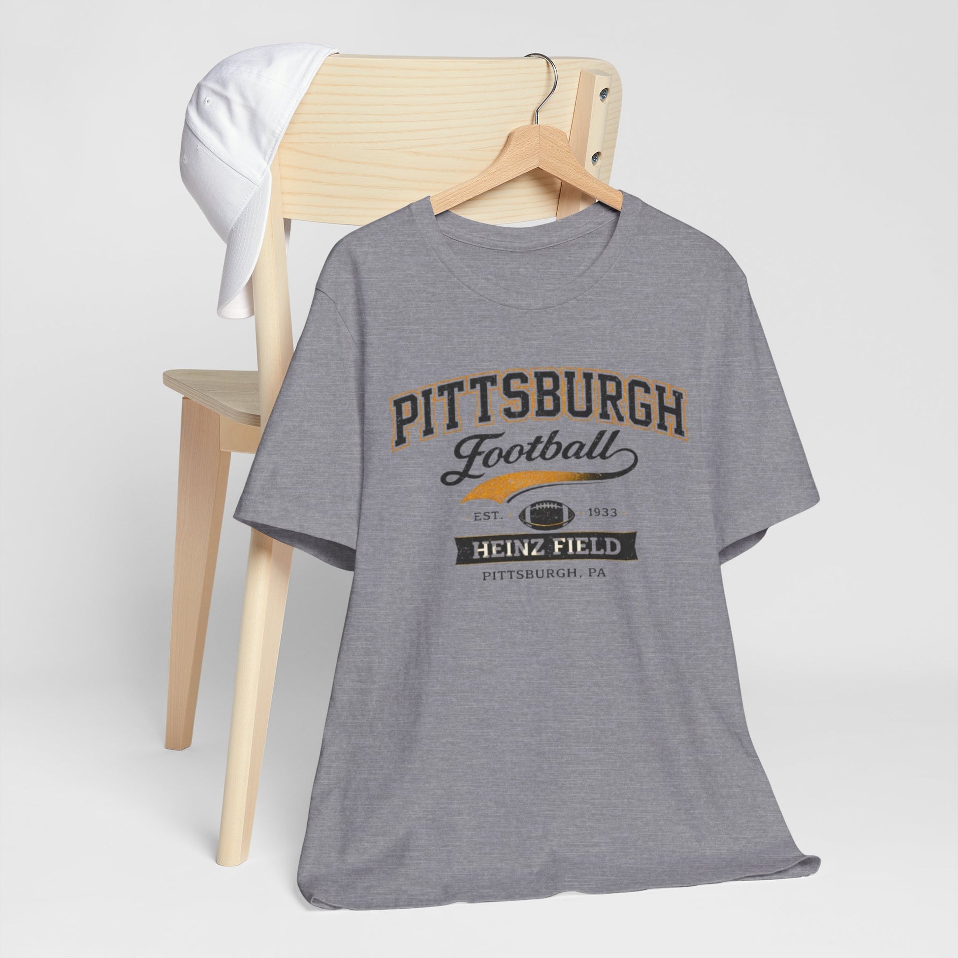 Light Slate Gray Pittsburgh Football T‑Shirt — Heinz Field Vintage Crew Tee